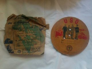 Wwii Uso Letter On A Record 7 " Vinyl Rare 1943