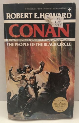 Conan People Of The Black Circle Pb 1977 Robert E.  Howard Fold - Out Poster Kelly