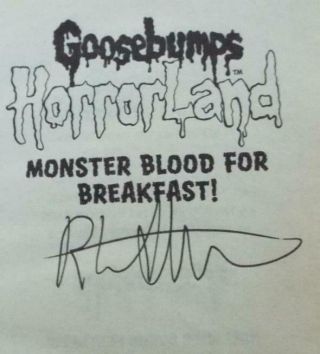 GOOSEBUMPS Horrorland SIGNED by R.  L.  STINE Monster Blood For Breakfast 2