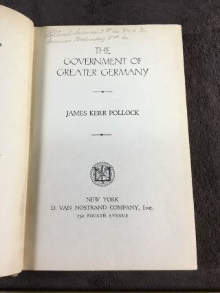 The Government Of Greater Germany By James K Pollock 1938 4