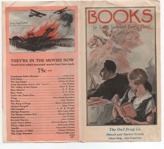 1920s List Of Current Books Put Out By Owl Drug Company San Francisco Ca
