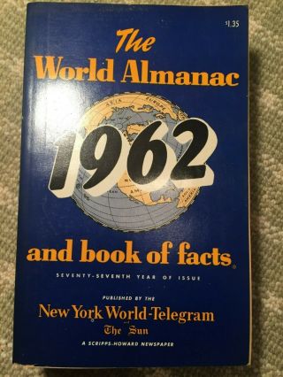 Great Year Of Birth Gift The World Almanac And Book Of Facts 1962 Vintage