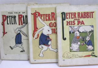 Vtg Three Book Set Peter Rabbit And Pa Goes To School Tales Of 1916 - 17