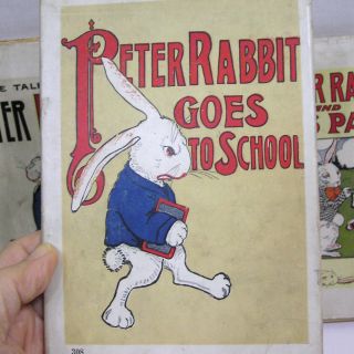 Vtg Three Book Set Peter Rabbit and Pa Goes to School Tales of 1916 - 17 2