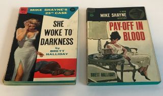Pay - Off In Blood /she Woke To Darkness Mike Shayne Mystery /brett Halliday /1963