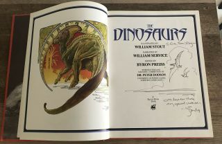 The Dinosaurs William Stout Signed W/orig Drawing 1st Ed/1st Print Hc 1991 Vg/fn