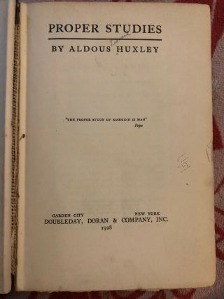 Proper Studies by Aldous Huxley 1928 First Edition Book 4