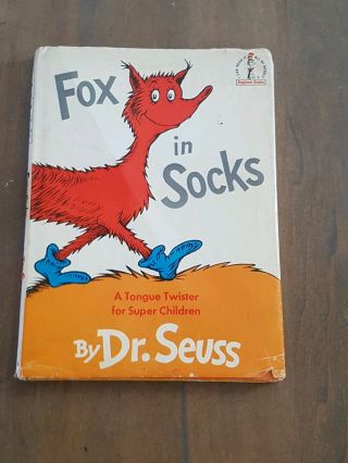 Dr Seuss Fox In Socks 1st Edition - 1965 Hardcover W/ Dust Jacket - Beginner Books