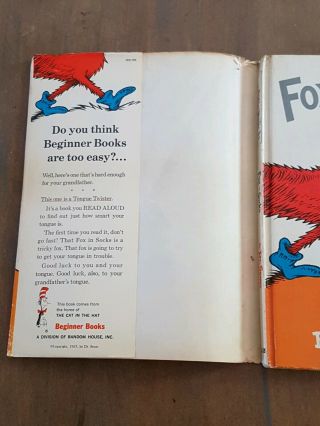 Dr Seuss FOX in SOCKS 1st edition - 1965 Hardcover w/ Dust Jacket - Beginner Books 2