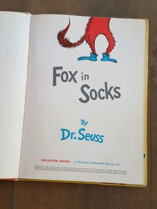 Dr Seuss FOX in SOCKS 1st edition - 1965 Hardcover w/ Dust Jacket - Beginner Books 3