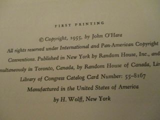 TEN NORTH FREDERICK by John O ' Hara - 1955 - first printing - Random House 5