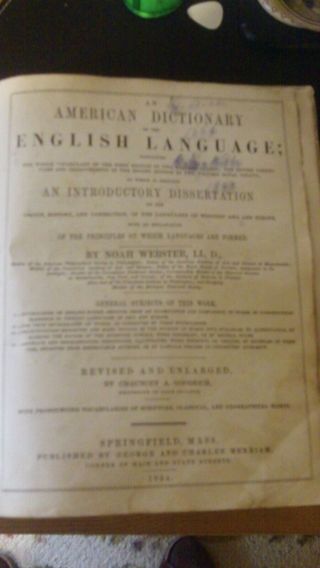 An American Dictionary Of The English Language By Noah Webster (1854)