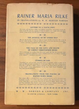 Translations from Poetry of Rainer Maria Rilke,  Mary D.  Herter Norton HC/DJ 1938 3
