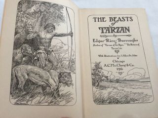 THE BEASTS OF TARZAN by Edgar Rice Burroughs (1916) McClurg HC 1st J.  A.  St.  John 5