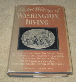 Vg Cond Modern Library Hb Selected Writings Of Washington Irving Orig Dj