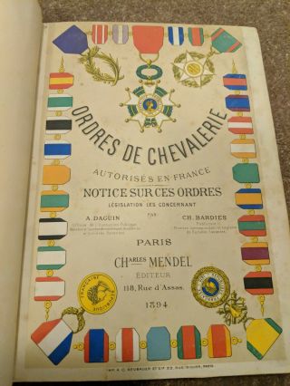 1894 Ordres De Chevalerie Autorises En France A Dagiun Colour Plates