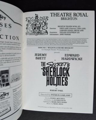 Arthur Conan Doyle,  Secret of Sherlock Holmes,  Theatre Programme,  Jeremy Brett 3