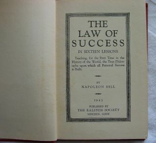 Laws Of Success By Napoleon Hill,  1943 Book,  Volume 7 Hc Book