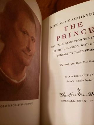 Easton Press 100 Greatest Books The Prince Machiavelli Collector’s Edition 1980 3