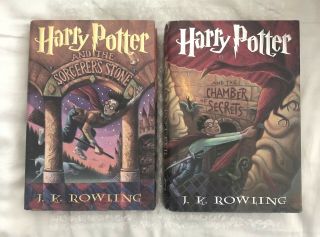 Harry Potter Sorcerers Stone & Chamber Of Secrets First Editions Hardcovers