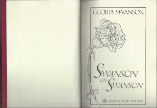Swanson On Swanson By Gloria Swanson Random House 1980 1st Edition Hc No/dj