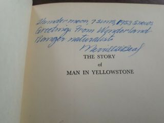 The Story of Man in Yellowstone SIGNED Merrill Beal 1949 hc dj book 2