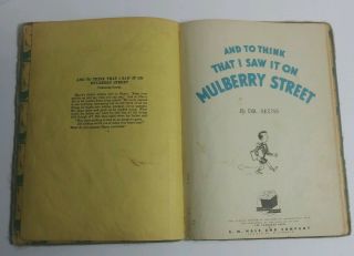 Old Dr Seuss And To Think I Saw It On Mulberry Street 1937 8th Printing Ex - Lib 4