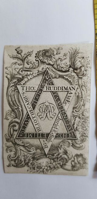 Chippendale Ex Libris Bookplate Thomas Ruddiman