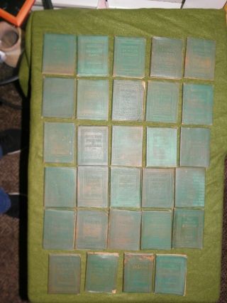 28 Vintage Little Leather Library Books Green 4 " X3 " Pre - Owned