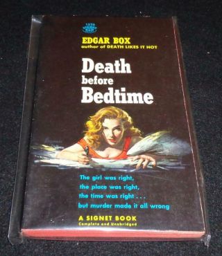 Signet 1526 1958 2nd Edgar Box " Death Before Bedtime " High Quality/maguire Gga