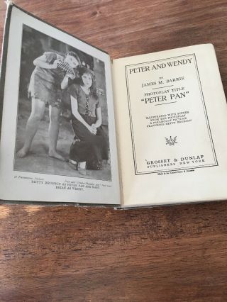 Vintage PETER PAN The Story of Peter and Wendy - JM Barrie - 1911 - Photoplay Ed 5