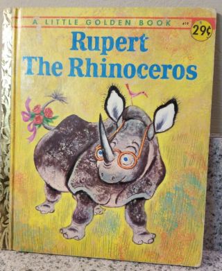 Vintage 1960 A Little Golden Book Rupert Rhinoceros Children 