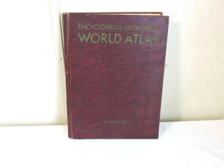 1955 Encyclopedia Britannica Unabridged World Atlas Color Maps Vtg