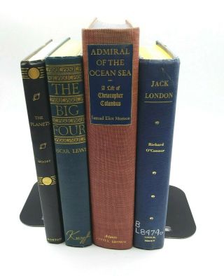 Set Of 4 Vintage Hardcover Books For Staging Display Black Navy Blue Red Gold