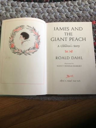 James And The Giant Peach By Roald Dahl,  Publisher Knopf,  Hard Cover 1961