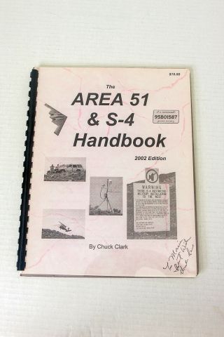 Area 51 & S - 4 Handbook 2002 By Chuck Clark - Signed By Author - Ufo Aliens