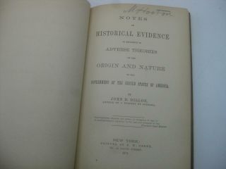 1871 York Notes On Historical Evidence.  Nature Of The Government Of Usa