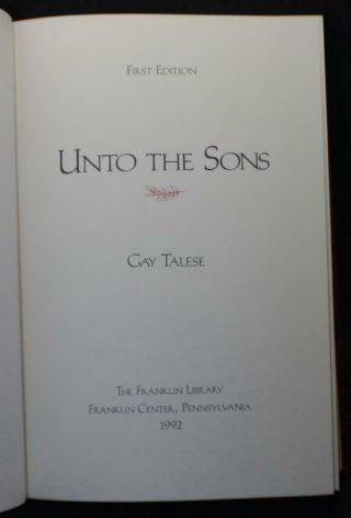 FRANKLIN LIBRARY SIGNED 1st ED.  UNTO THE SONS by GAY TALESE LEATHER BOOK 3
