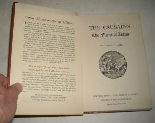 pre 1964 LEATHER BOUND HC BOOK - The CRUSADES FLAME of ISLAM by HAROLD LAMB 2