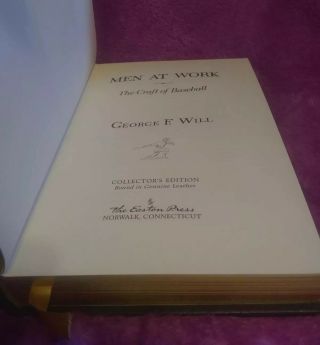 Easton Press Men At Work George Will Leather Hardcover 1990 Collector ' s Edition 6