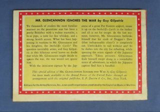 1940s MR GLENCANNON IGNORES THE WAR Armed Services Edition O - 8 John R.  Tunis 3
