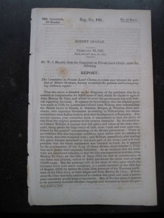 Document 1845 Robert Graham Land Claims Revolutionary War Gov St.  Clair