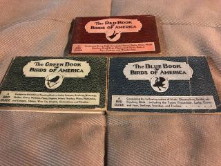 1931 Vintage The Green Red Blue Book Of Birds Of America Set With Carry Case