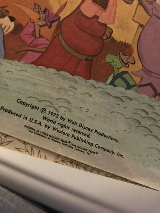 Vintage 1973 Walt Disney Robin Hood Children’s Little Golden Book D126 3