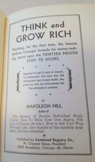 THINK AND GROW RICH by Napoleon Hill - 1960 - Self - help - Wealth - Success 5