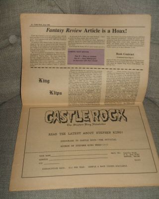 Castle Rock the Stephen King Newsletter for June 1985 Volume 1 Number 6 2
