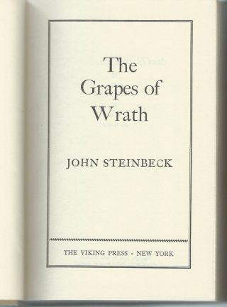 The Grapes of Wrath Steinbeck Viking 1939 473 pages 7