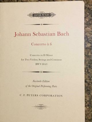 Bach: Autograph Manuscript Facsimile Of His Great Concerto For Two Violins