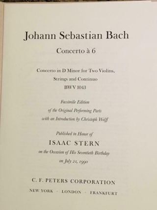 Bach: Autograph manuscript facsimile of his great Concerto for Two Violins 2