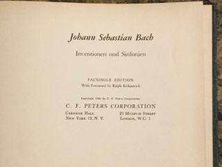 JS BACH Inventions & Sinfonias.  Autograph manuscript facsimile.  Kirkpatrick 1948 3